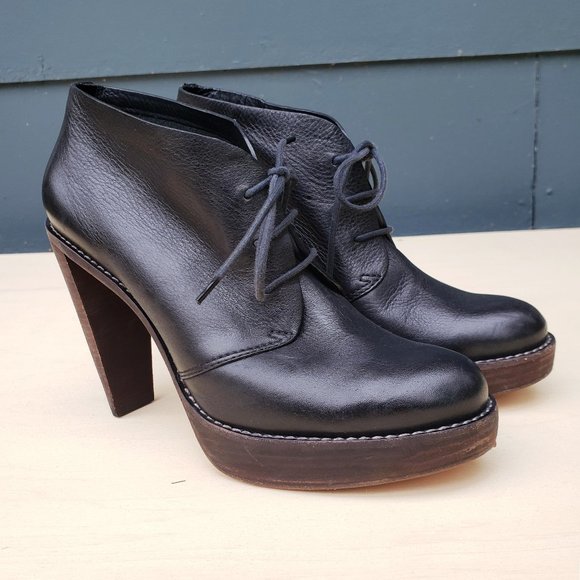Cole Haan Shoes - Cole Haan Black Leather Lace-Up Heeled Booties - Size 8 B